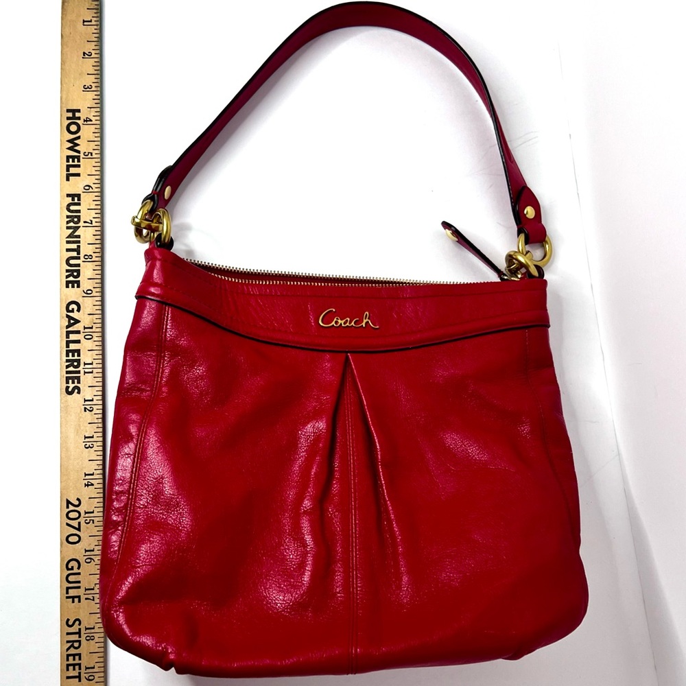 Coach Madison Maggie 41964 Red Leather Shoulder Bag Purse - Picture 3 of 14